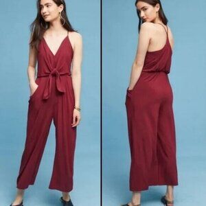 Anthropologie Moulinette Soeurs Jumpsuit Willa Wide Leg Crop Red
